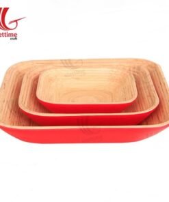 Set of 3 Lacquer Bamboo Tray