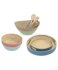 Collection of Bamboo Bowls & Tray, Salad Bowl