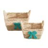 set of 2 cute seagrass storage basket with ribbon