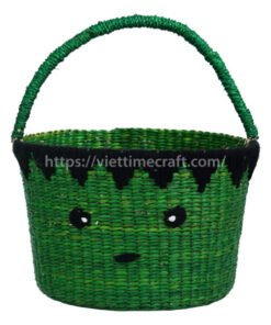 green hulk halloween theme seagrass basket with handle (2)