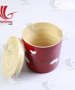 Spun Bamboo Round Box with Lid