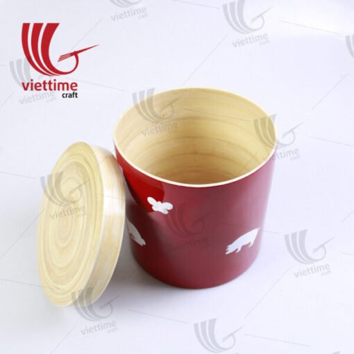 Spun Bamboo Round Box with Lid