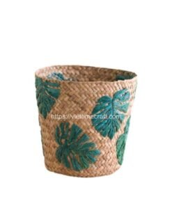 Viettimecraft - Leaf Embroidery Seagrass Planter