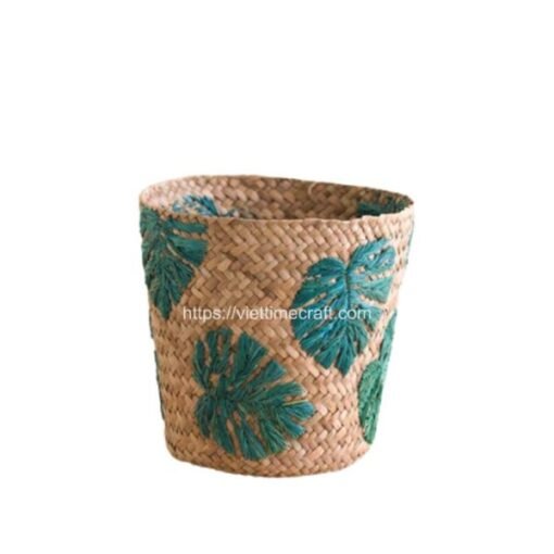 Viettimecraft - Leaf Embroidery Seagrass Planter