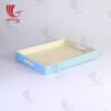 Blue Lacquered Spun Bamboo Tray With Handle