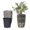 PE rattan planter, outdoor basket, synthetic rattan pot, garden planter, weather-resistant basket, balcony planter, home décor rattan basket, modern plant pot, woven outdoor decor, indoor/outdoor basket