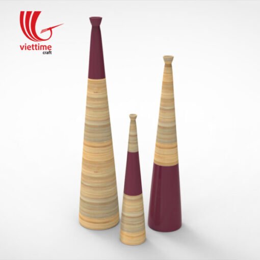 Long Neck Lacquer Bamboo Vase Set