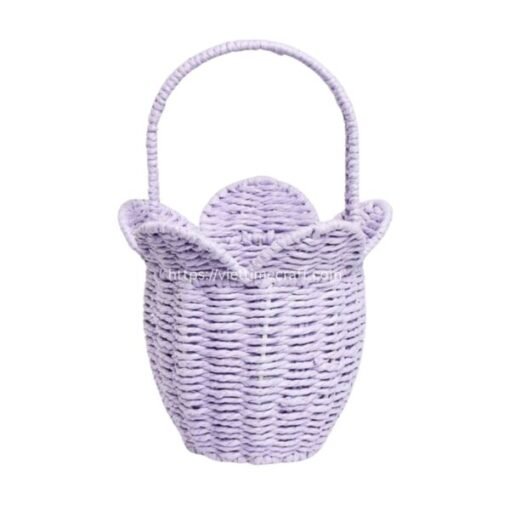 tulip shape basket, recycled paper rope basket, handmade gift basket, eco-friendly home decor, spring decorative basket, Easter gift basket, foldable storage basket, paper rope organizer, flower shaped basket, handicraft wholesale Vietnam