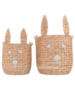 viettimecraft - natural water hyacinth bunny basket with tail - vietnam handicraft supplier