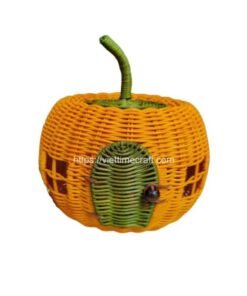 Viettimecraft_Natural Rattan Wicker Pumpkin Basket House for Halloween_vietnam handicraft export wholesale