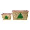 set of 2 water hyacinth basket with christmas tree embroidery