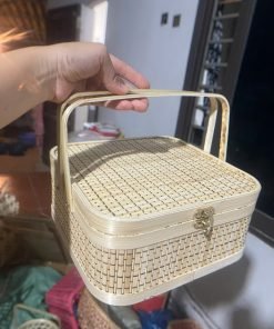 Hôp mành vuông màu trắng bằng tre - TRE0061