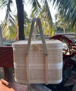 Hôp mành chữ nhật 2 tầng bằng tre - TRE0058