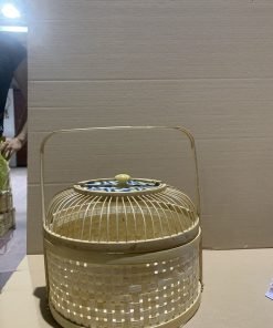 Giỏ lồng chim màu trắng chỉ đen - TRE0072
