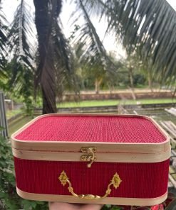 Hôp mành chữ nhật màu đỏ bằng tre - TRE0051