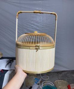 Giỏ lồng chim màu trắng nan nhỏ - TRE0074