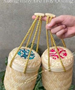 Hộp tròn đựng bánh cao bằng tre - TRE0139