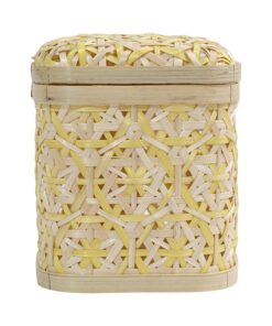 Hộp vuông hoa thị màu trắng vàng - TRE0165